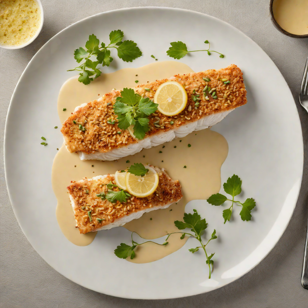 Barramundi with Macadamia-Crust and Finger Lime Beurre Blanc