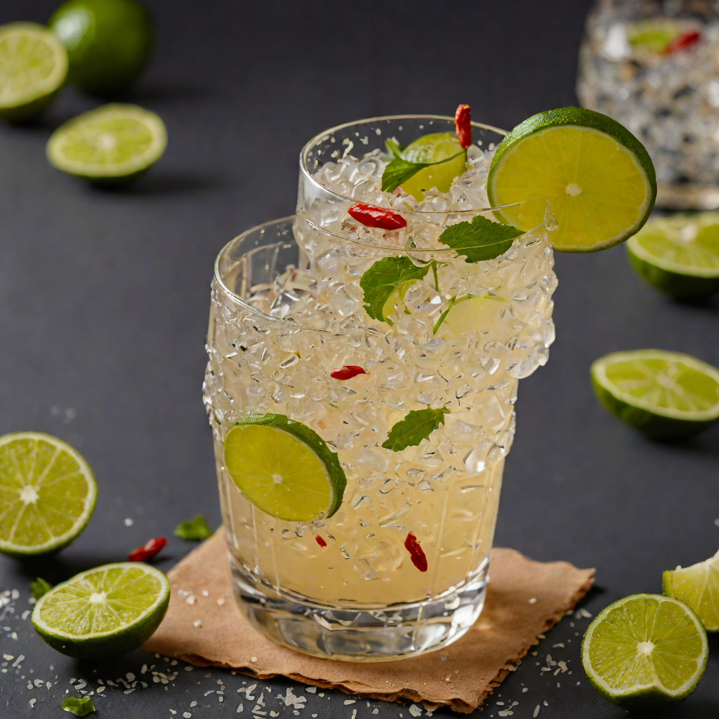 Ginger-Lime Sparkler with Chili Salt Rim