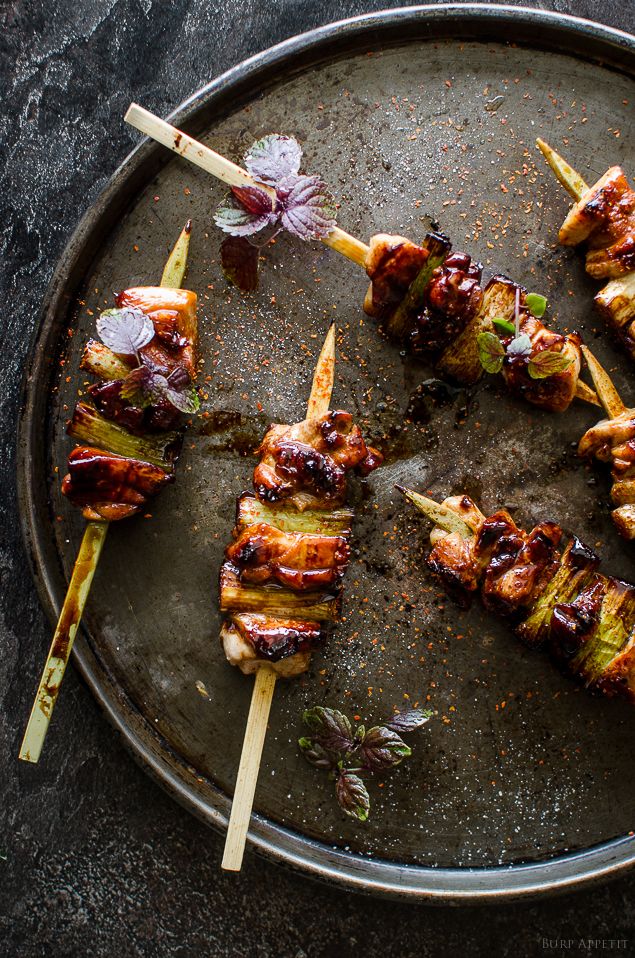 Spicy Chicken Yakitori Skewers with Scallion Sauce