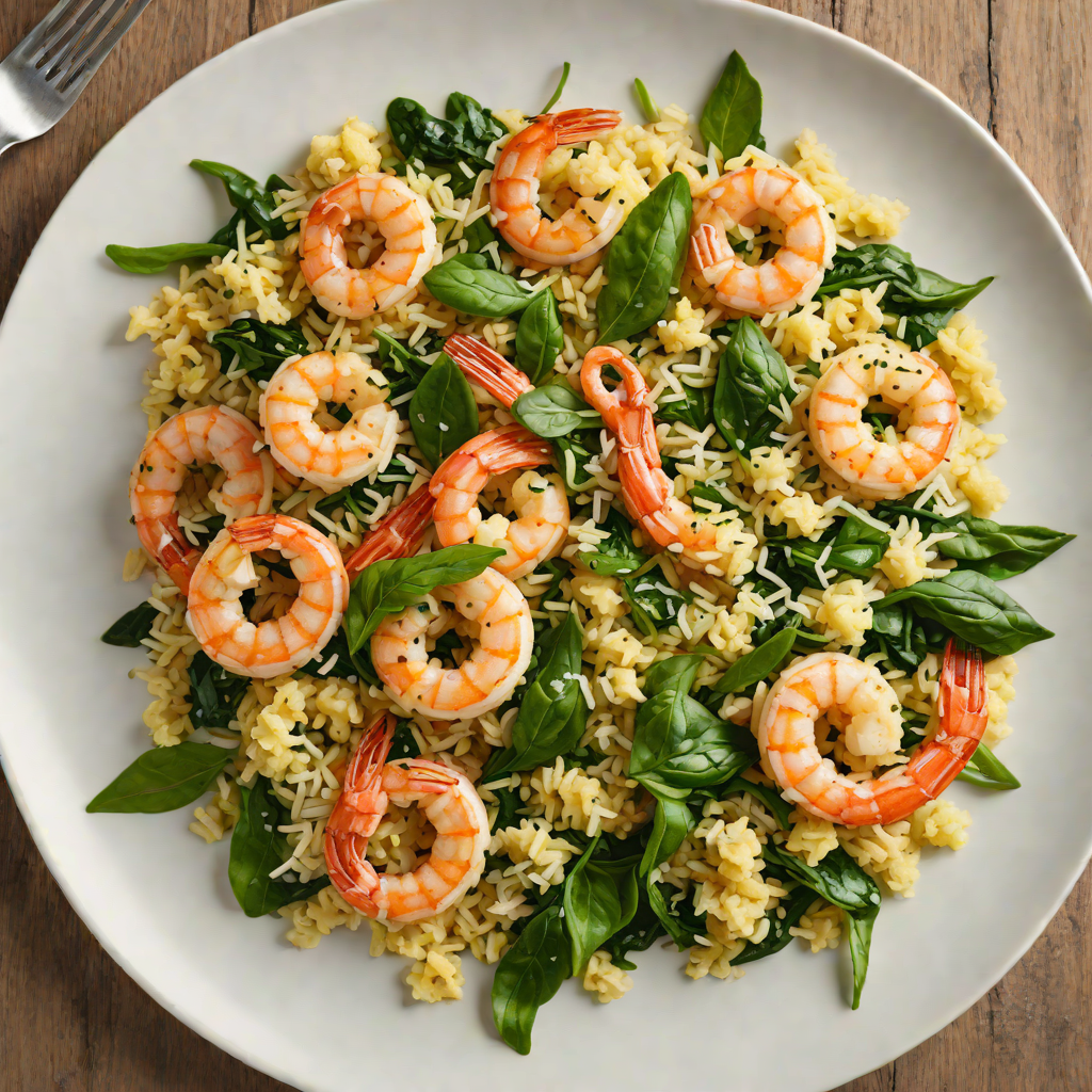 Sautéed Garlic Shrimp with Cauliflower Rice and Spinach