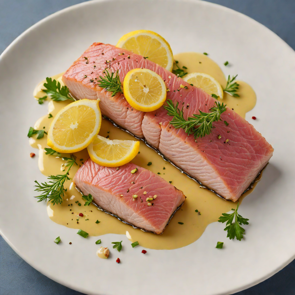 Pan-Seared Snow Tuna with Garlic Butter and Lemon