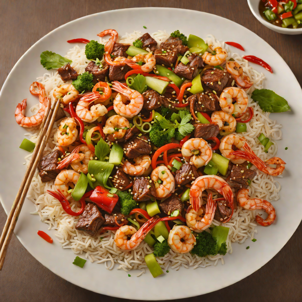 Spicy Beef and Shrimp Teppanyaki Stir Fry
