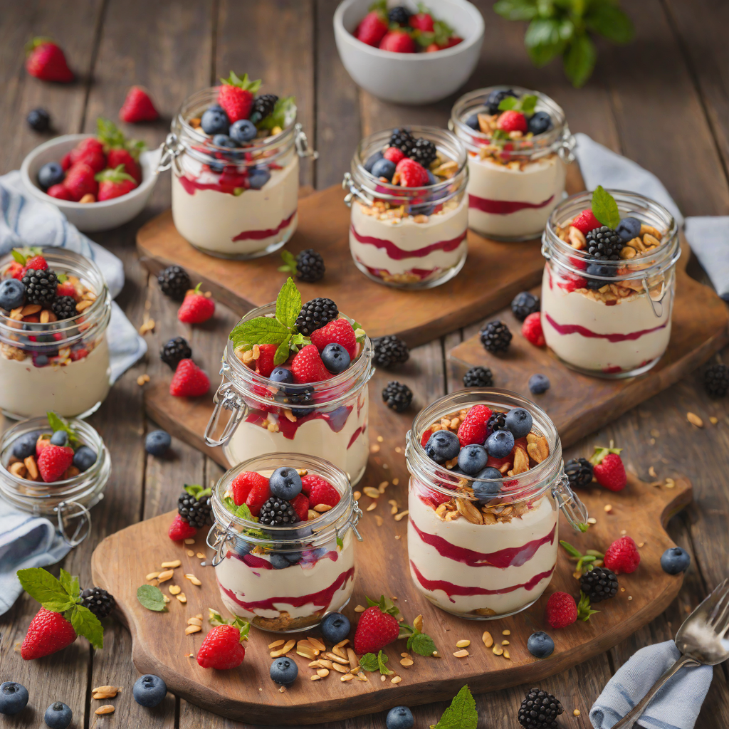 No-Bake Summer Berry Cheesecake Jars with Almond Crust