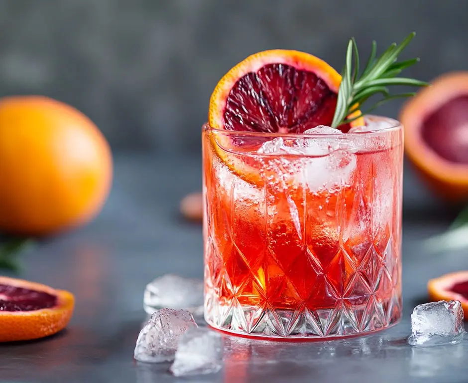 Negroni Twist with Blood Orange and Rosemary
