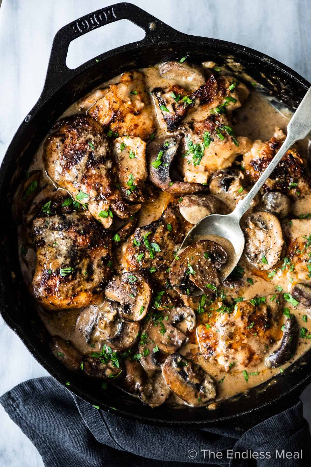 One-Skillet Garlic and Herb Chicken with Mushrooms