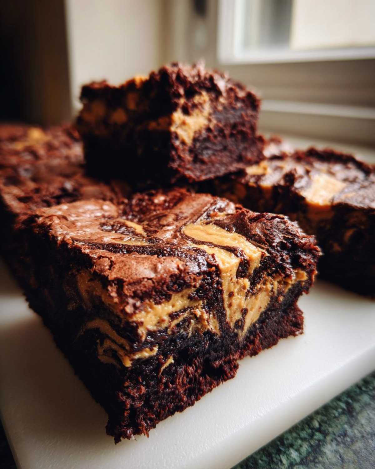 Fudgy Peanut Butter Brownies with Chocolate Swirl