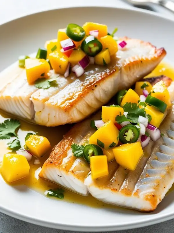 Pan-Seared Barramundi with Lemon Myrtle and Mango Salsa