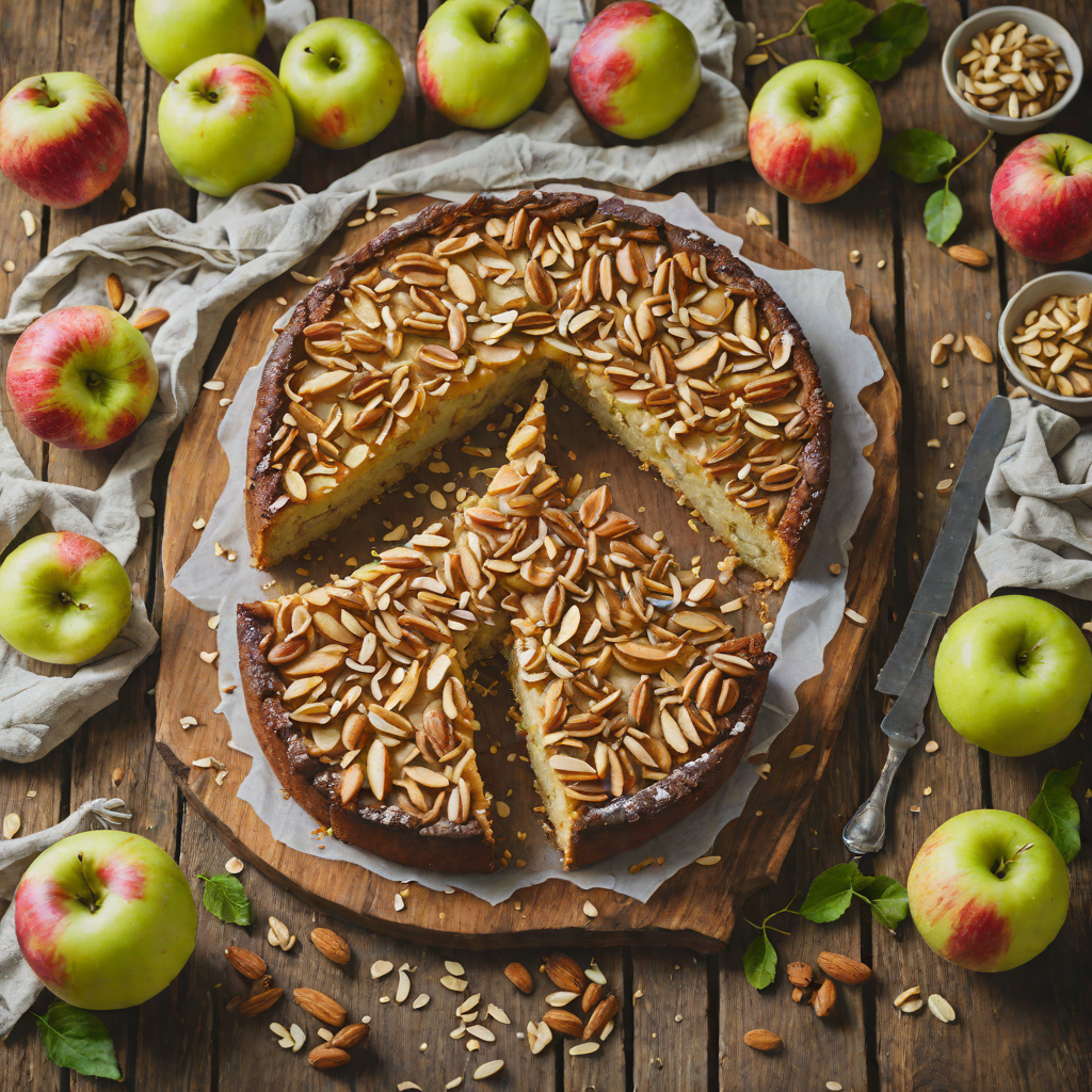 Salted French Apple Cake with Almond Topping