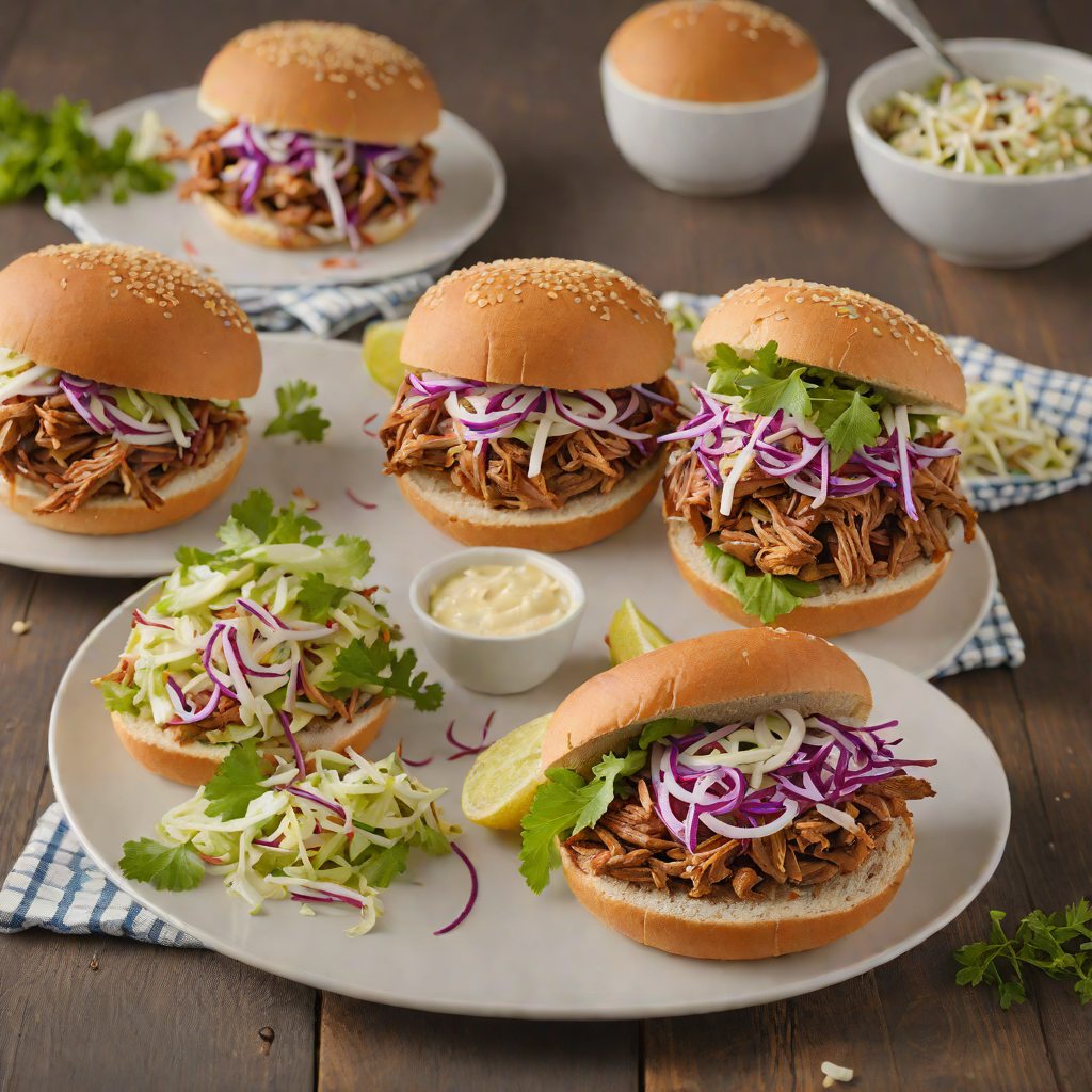 Hickory-Smoked Pulled Pork Sandwiches with Tangy Slaw