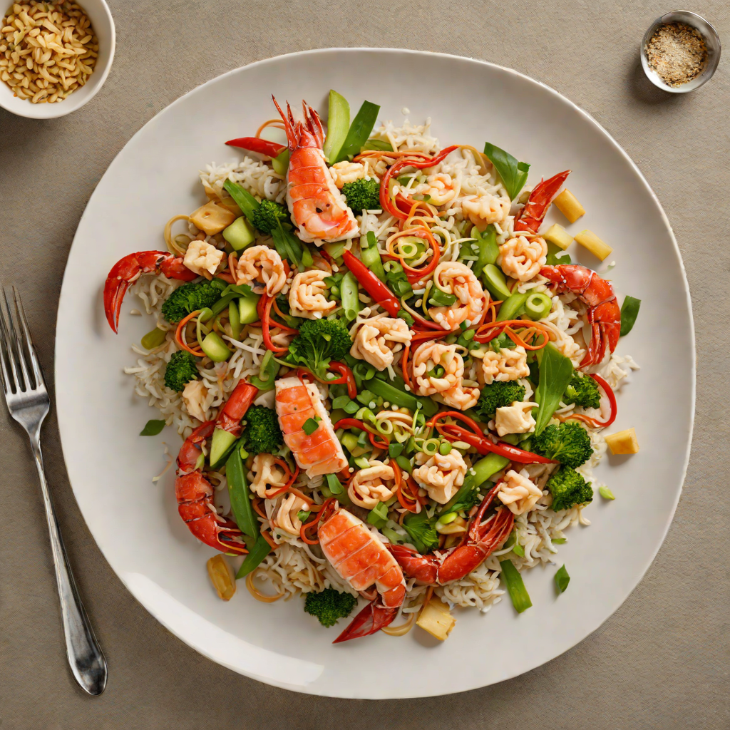 Snow Tuna and Lobster Stir Fry with Garlic and Ginger