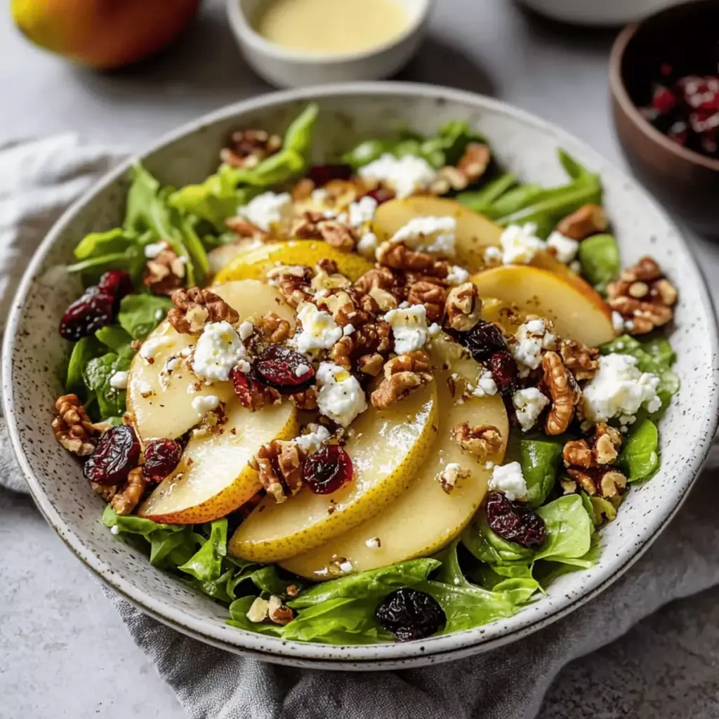 Toasted Walnut and Pear Salad with Honey-Dijon Vinaigrette