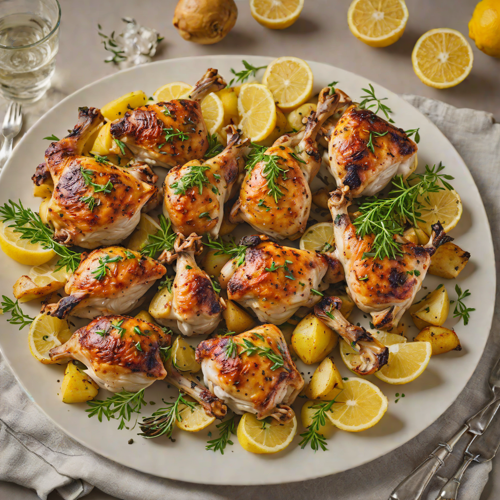 Lemon-Thyme Roasted Chicken Thighs with Garlic and Potatoes