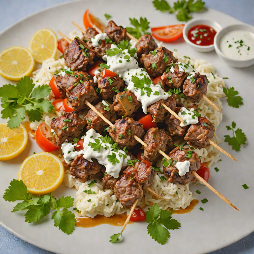Slow-Cooked Lamb Souvlaki with Tzatziki Sauce