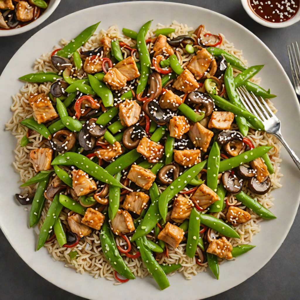 Spicy Chicken Hibachi Stir Fry with Snow Peas and Mushrooms