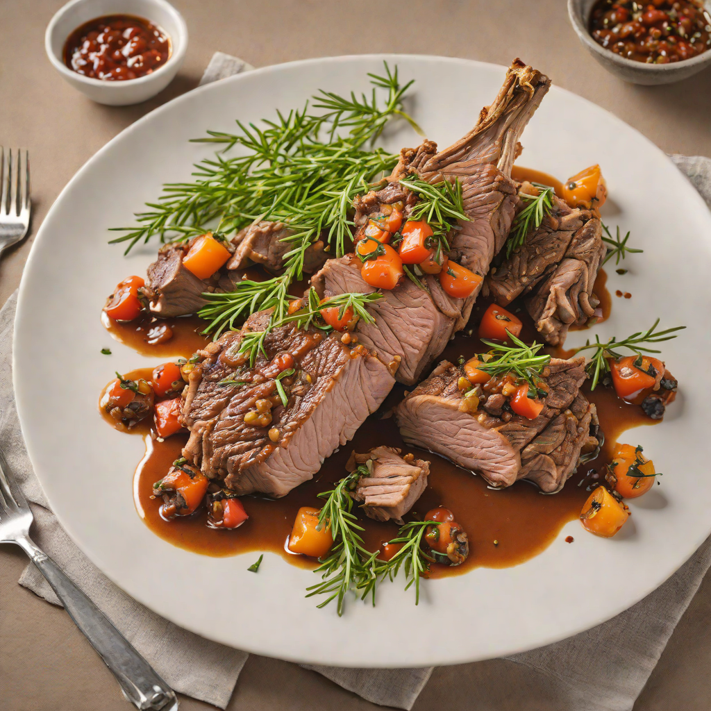 Slow-Roasted Lamb with Rosemary and Bush Tomato Chutney