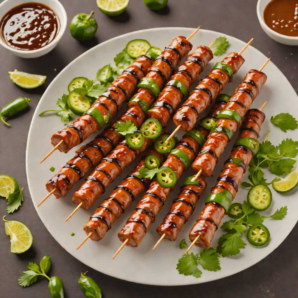 Grilled Sausage and Jalapeño Skewers with Smoky BBQ Glaze