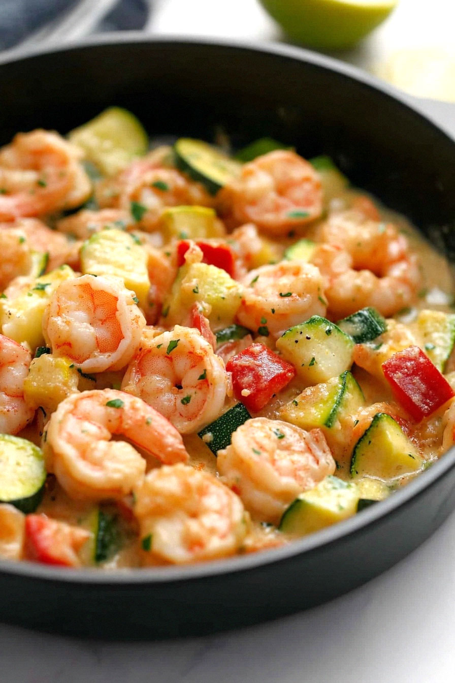 Lemon-Herb Creamy Garlic Shrimp with Zucchini