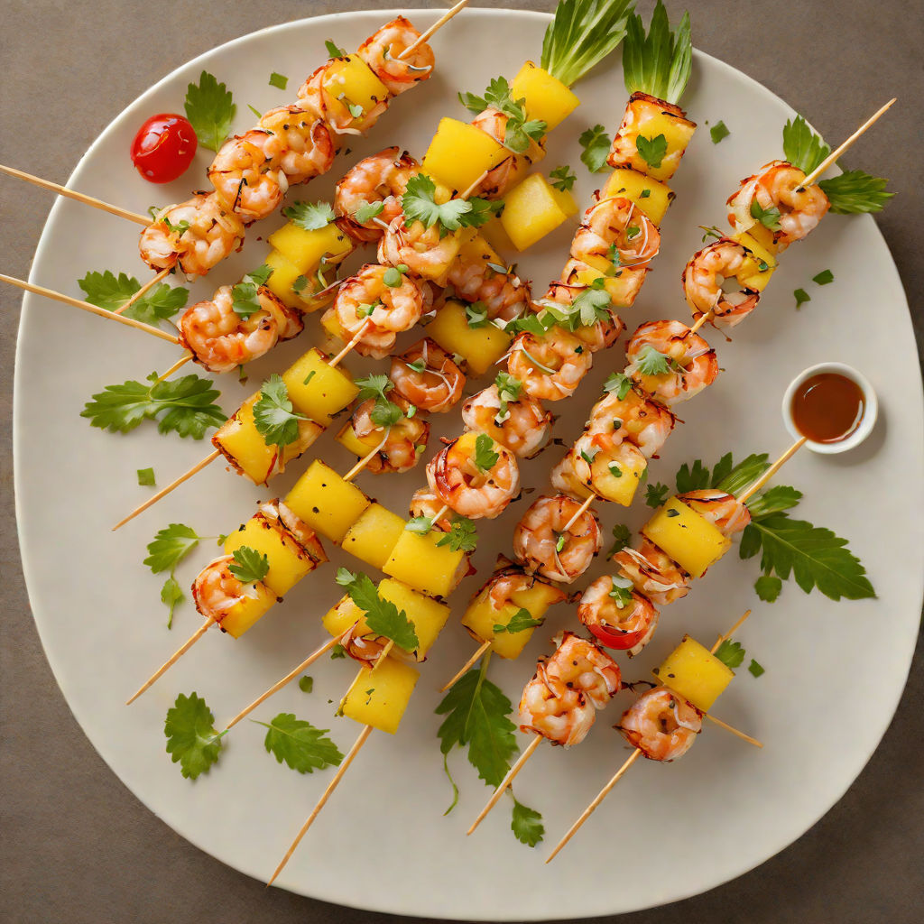 Bon Dance Inspired Hawaiian Shrimp Skewers with Pineapple Glaze