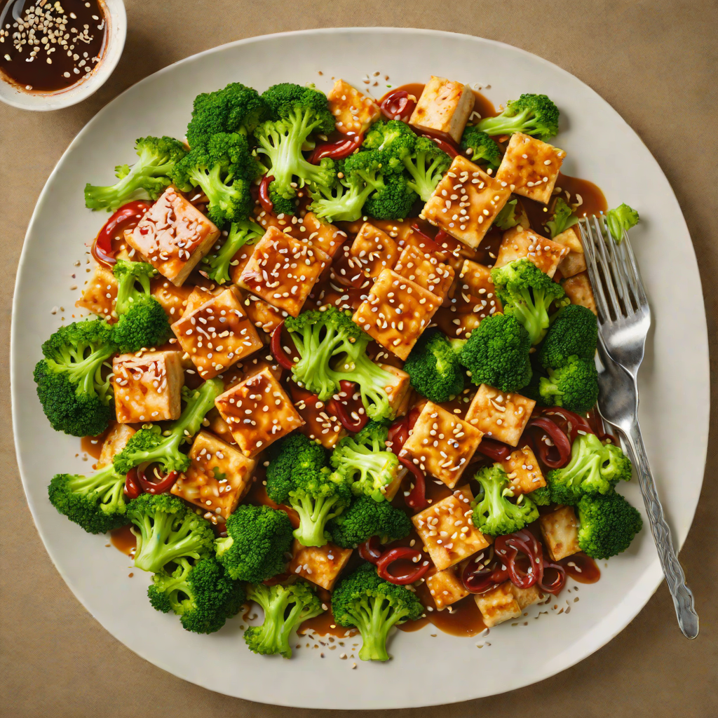 Stir-Fried Tofu with Spicy Sesame-Ginger Sauce and Broccoli