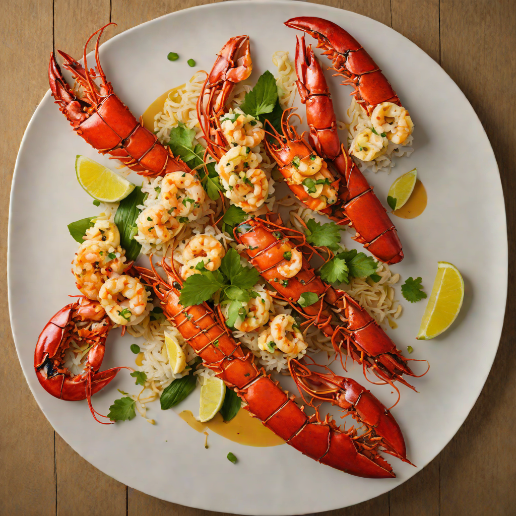 Grilled Lobster and Shrimp Teppanyaki with Garlic Butter Sauce