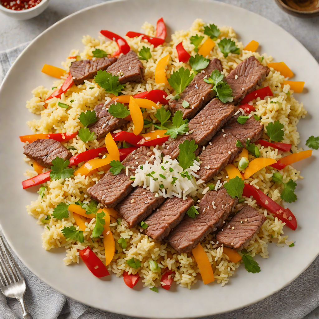 Sautéed Beef Strips with Bell Pepper and Cauliflower Rice