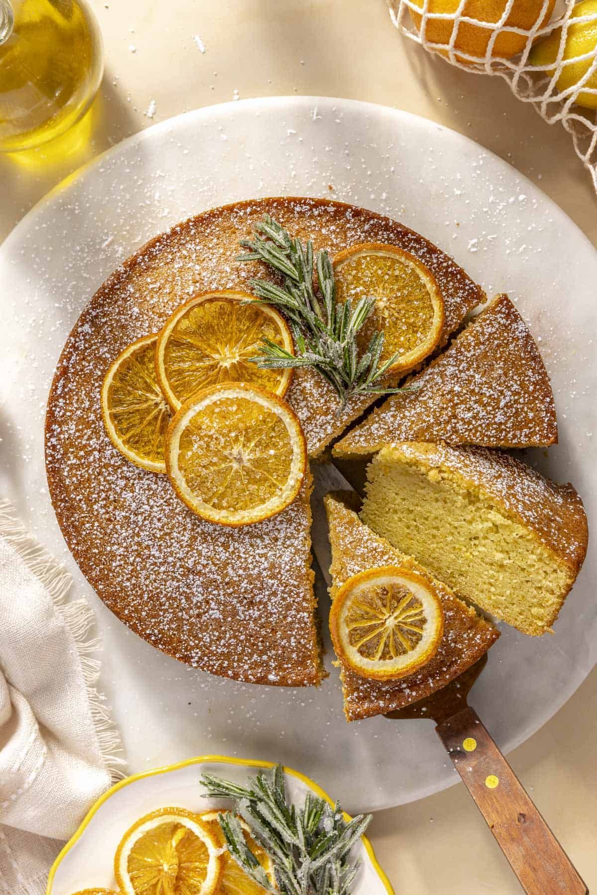 Lemon-Rosemary Olive Oil Cake with Orange Glaze