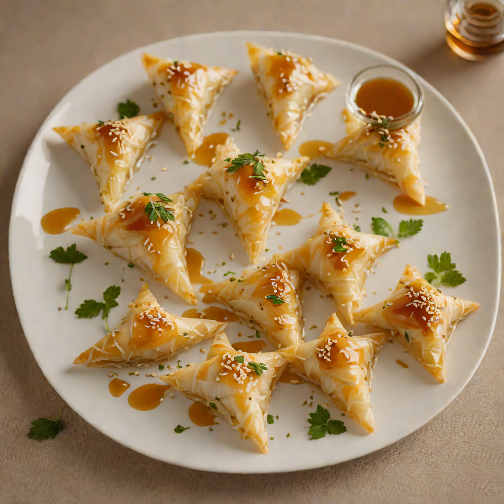 Phyllo-Wrapped Cheese Triangles with Honey and Sesame