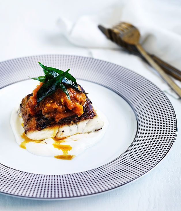Slow-Cooked Barramundi with Finger Lime and Tomato Relish