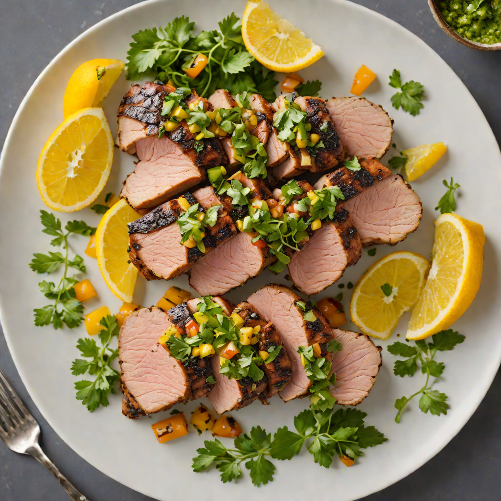 Grilled Coffee-Rubbed Pork Tenderloin with Citrus Salsa Verde