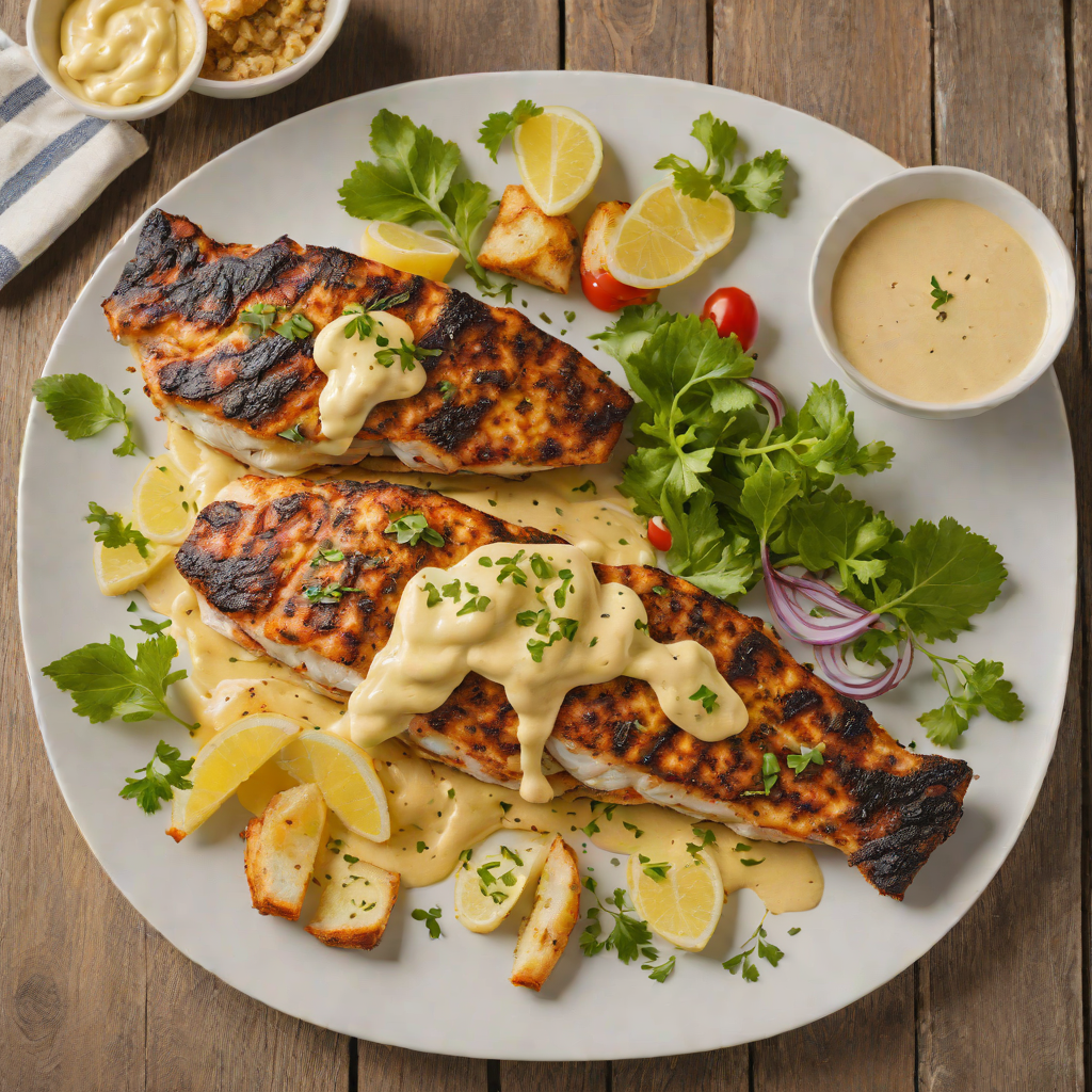 Grilled Cajun-Spiced Catfish with Roasted Garlic Aioli