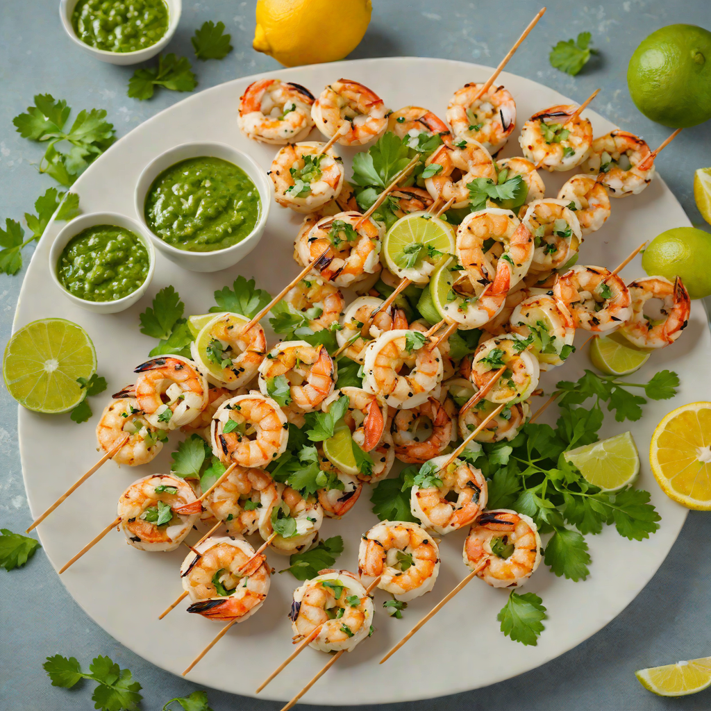 Citrus-Marinated Grilled Shrimp Skewers with Cilantro-Lime Chimichurri