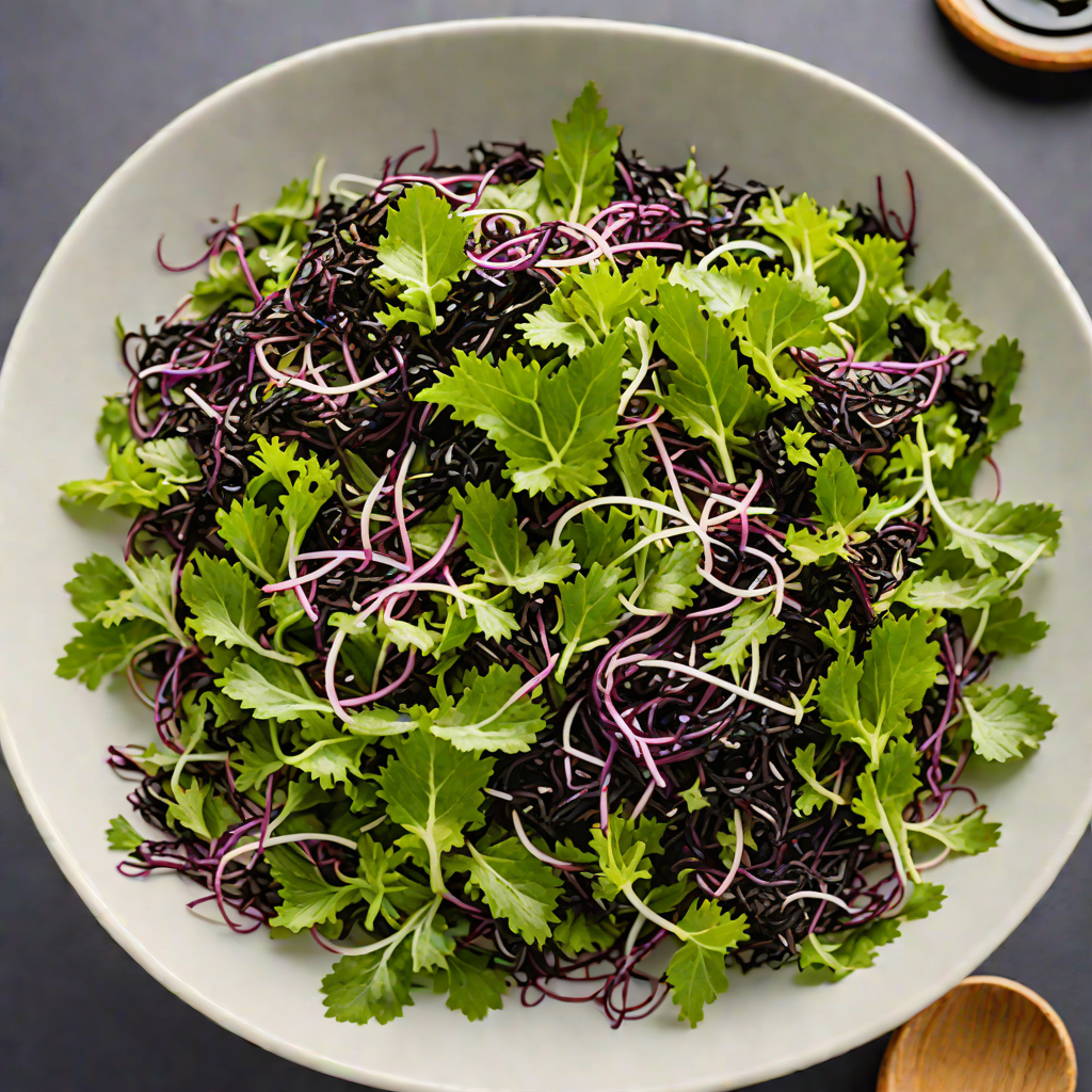 Vinegared Mozuku Seaweed Salad with Shiso and Sesame