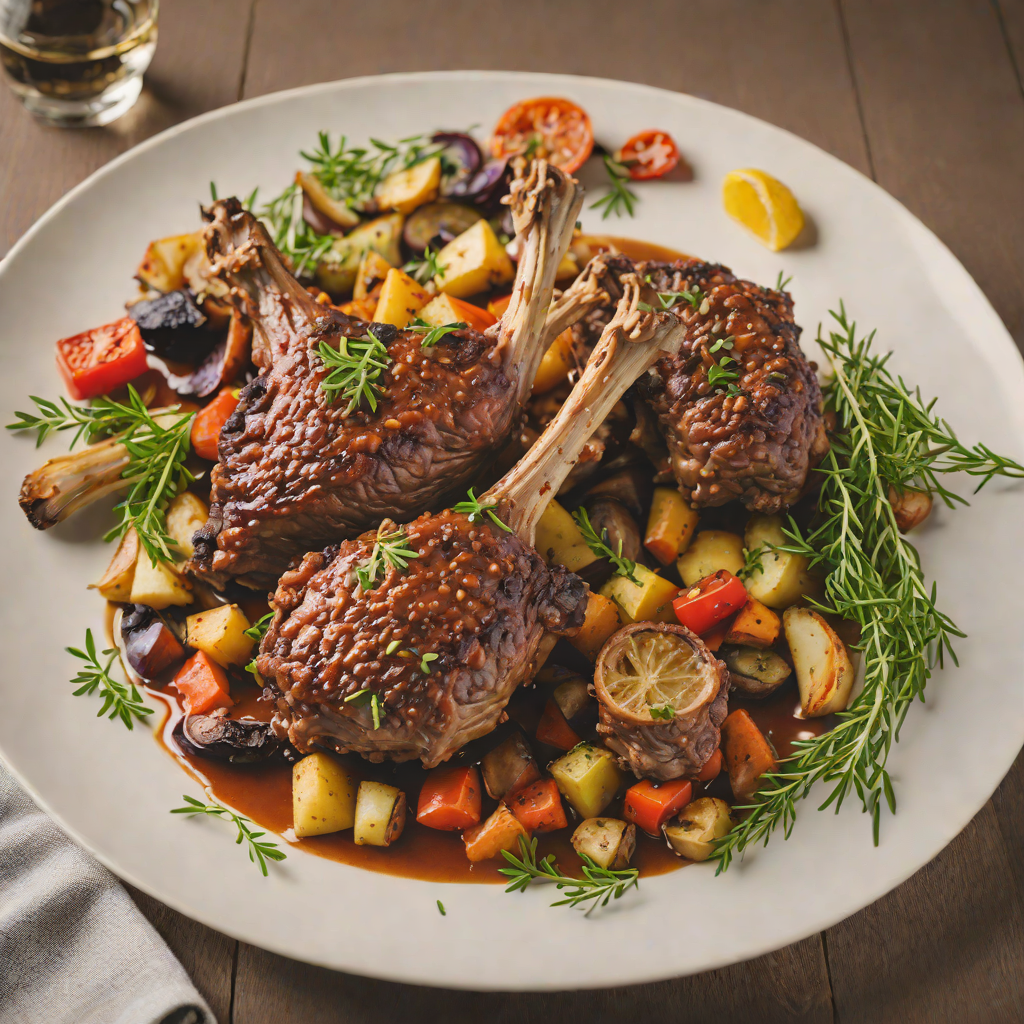 Slow-Cooked Lamb Shank with Lemon Myrtle and Roasted Vegetables