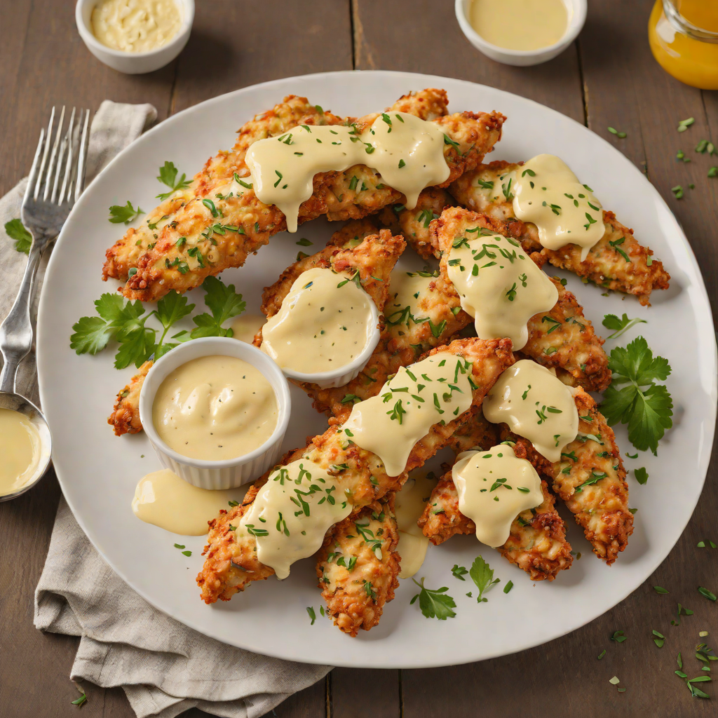Cheese-Baked Chicken Tenders with Garlic Butter Drizzle