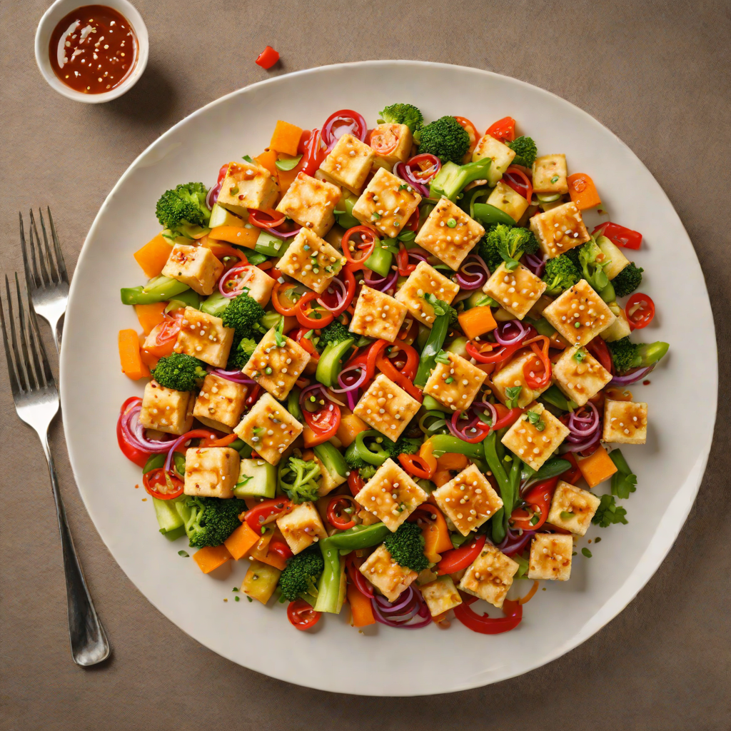 Stir-Fried Tofu with Vegetables in Spicy Garlic Sauce