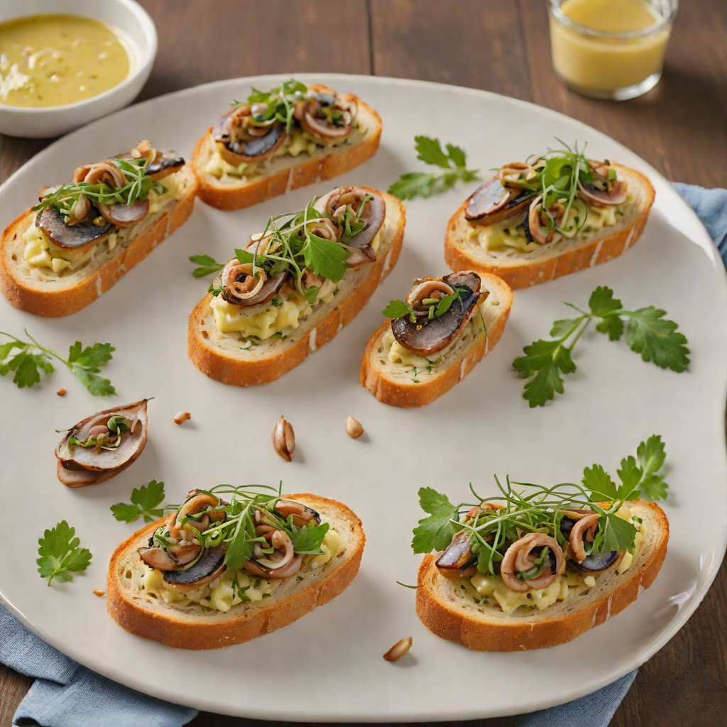 Pan-Seared Anchovy and Garlic Butter Crostini