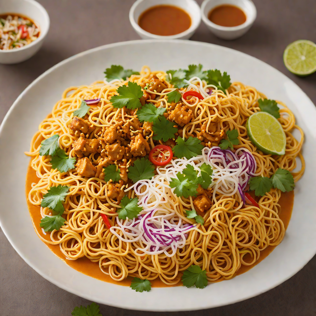 Khao Soi-Inspired Coconut Curry Noodles with Green Papaya Salad