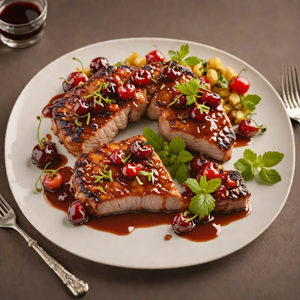 Michigan Cherry Bourbon Glazed Pork Chops