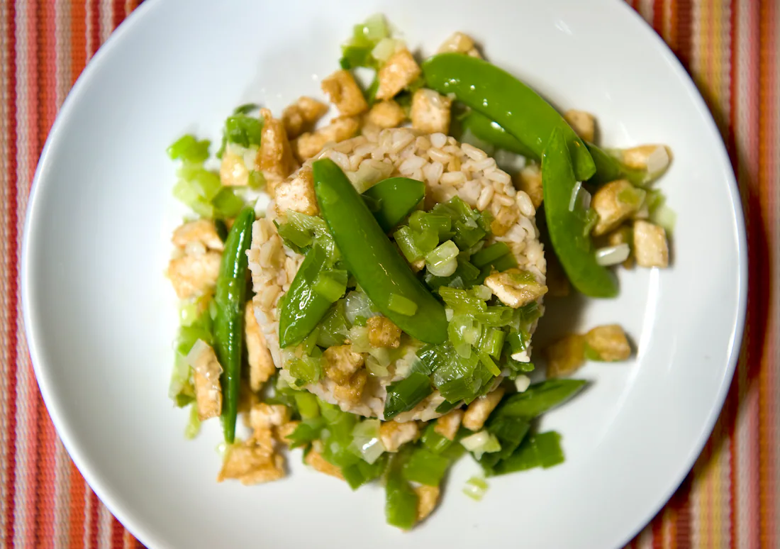 Creamy Green Curry Tofu with Snap Peas