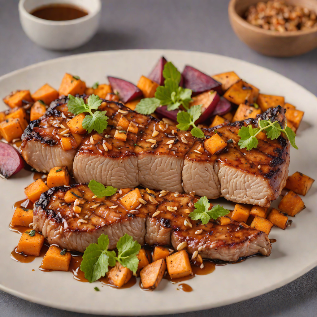 Maple-Glazed Pork Chop with Roasted Sweet Potato and Apple