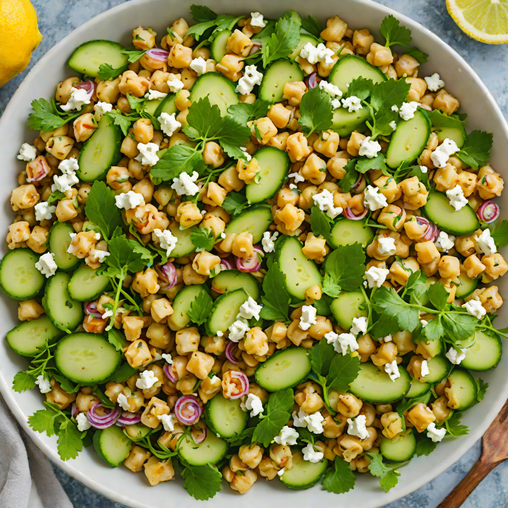 Lemon-Dill Chickpea Salad with Feta and Cucumbers