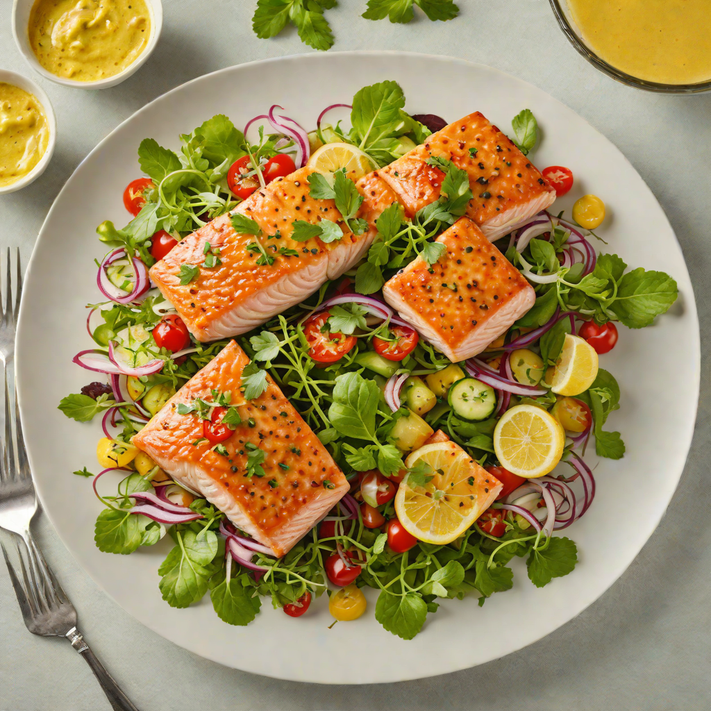 Honey-Mustard Glazed Salmon with Summer Herb Salad