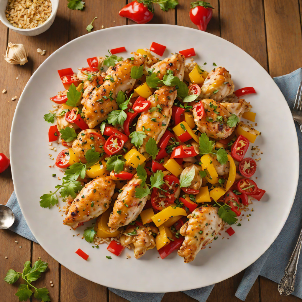 Sautéed Chicken with Garlic and Bell Pepper