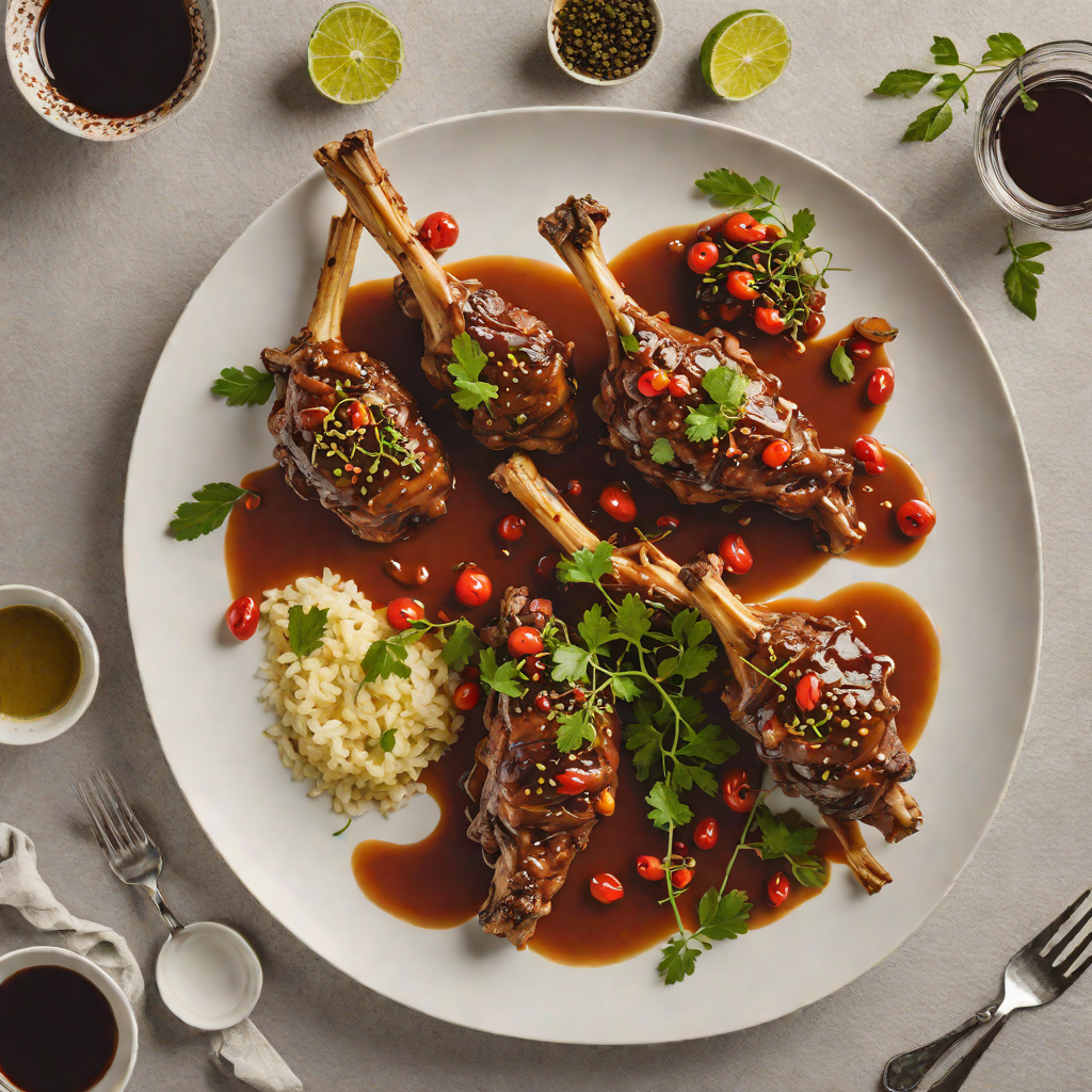 Slow-Cooked Lamb Shanks with Finger Lime and Quandong Glaze