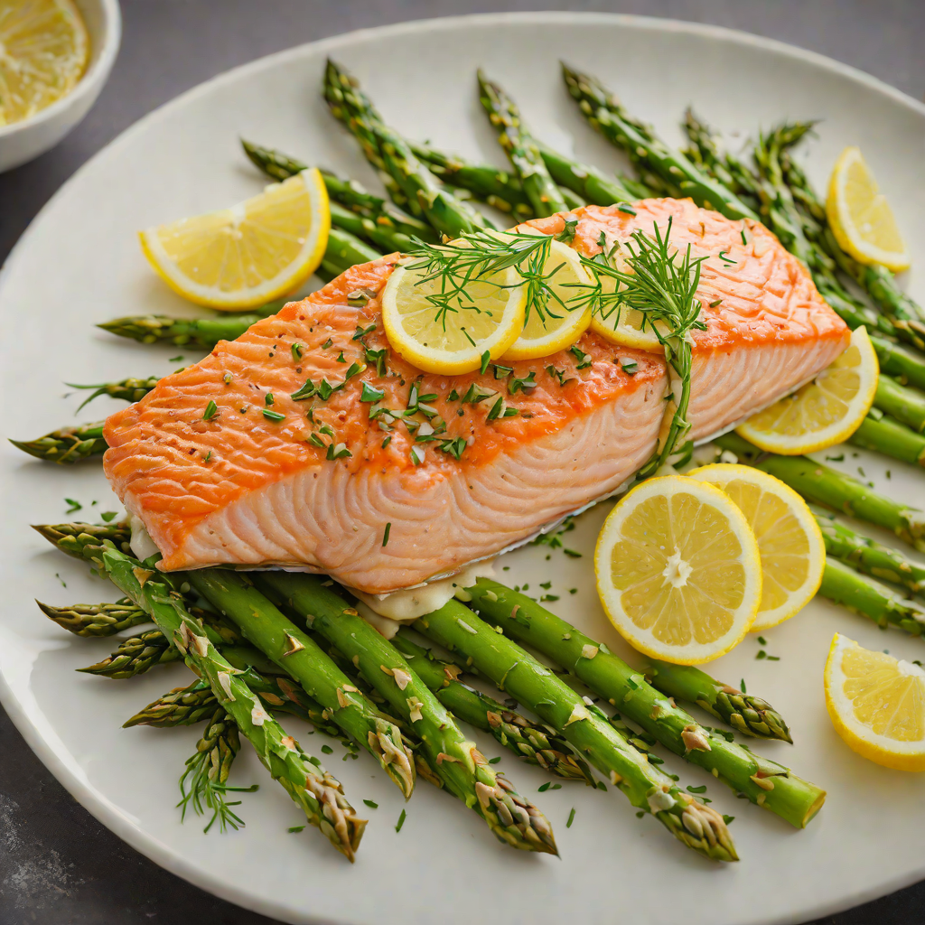 Pan-Seared Salmon with Lemon-Dill Butter and Garlic Asparagus