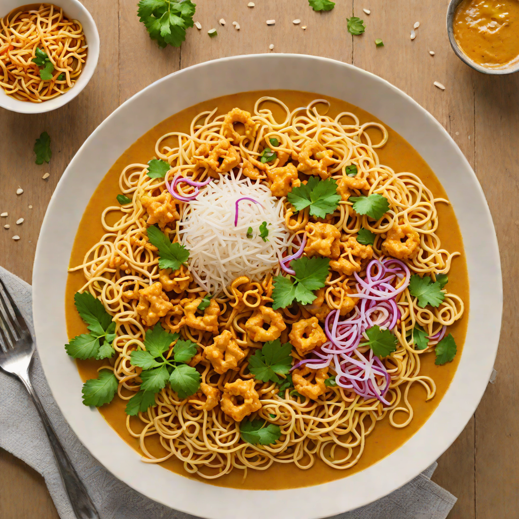 Sautéed Khao Soi Noodles with Coconut Curry and Crispy Onions