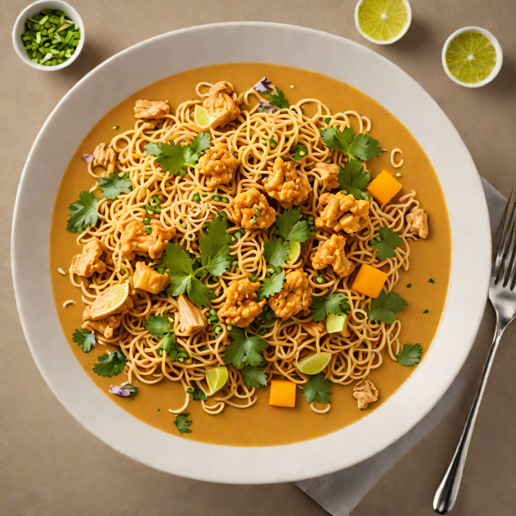 Sautéed Chicken Khao Soi with Coconut Curry Broth