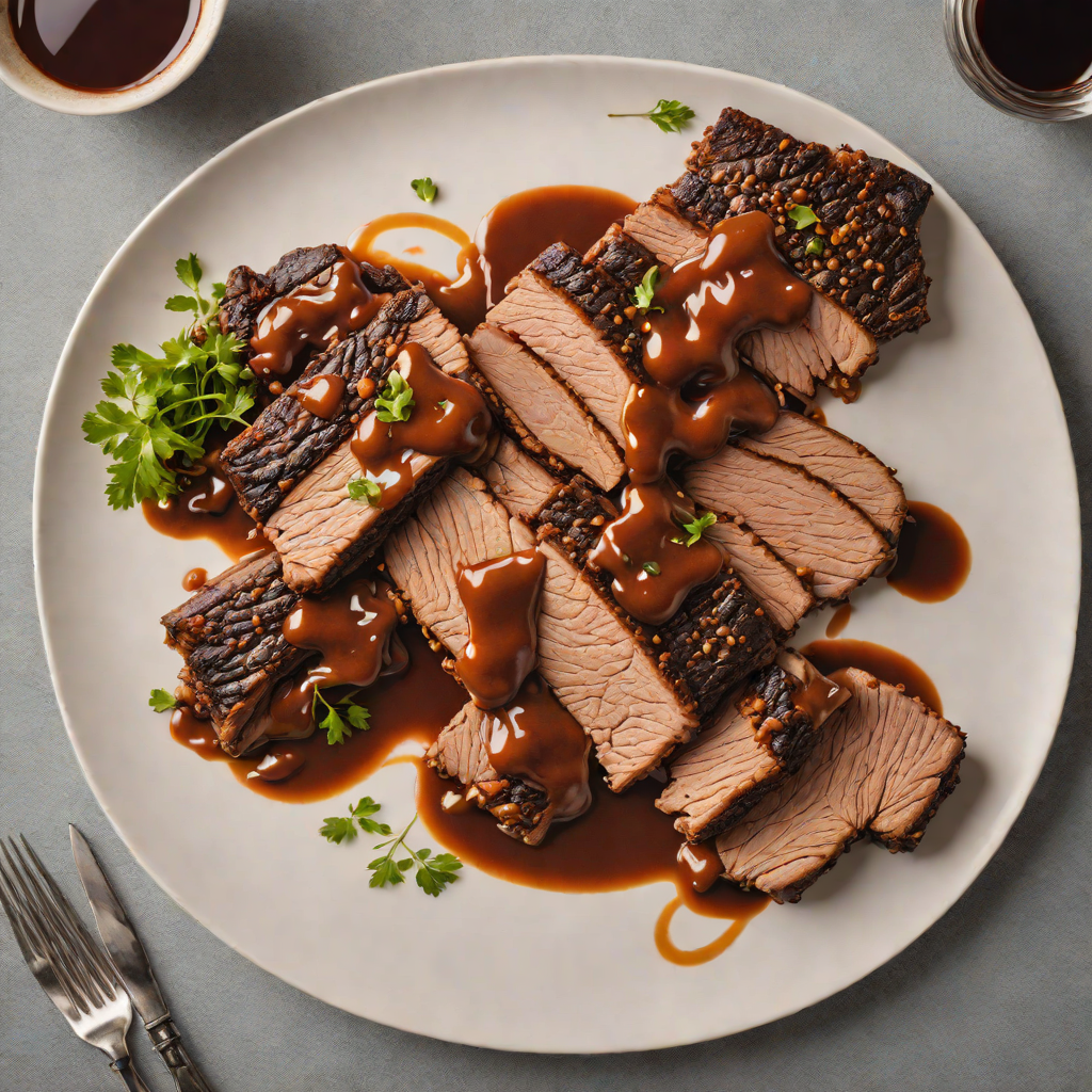 Slow-Smoked Texas Brisket with Charred Onion Barbecue Sauce