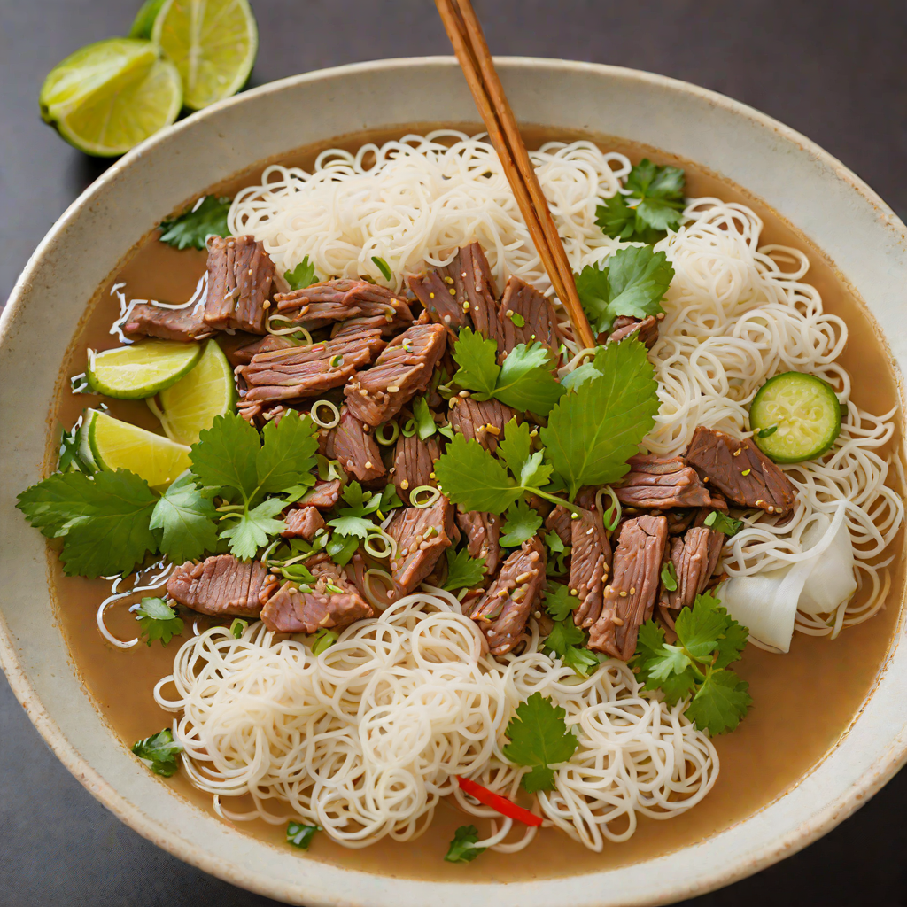 Vietnamese Pho with Slow-Simmered Beef Broth and Rice Noodles