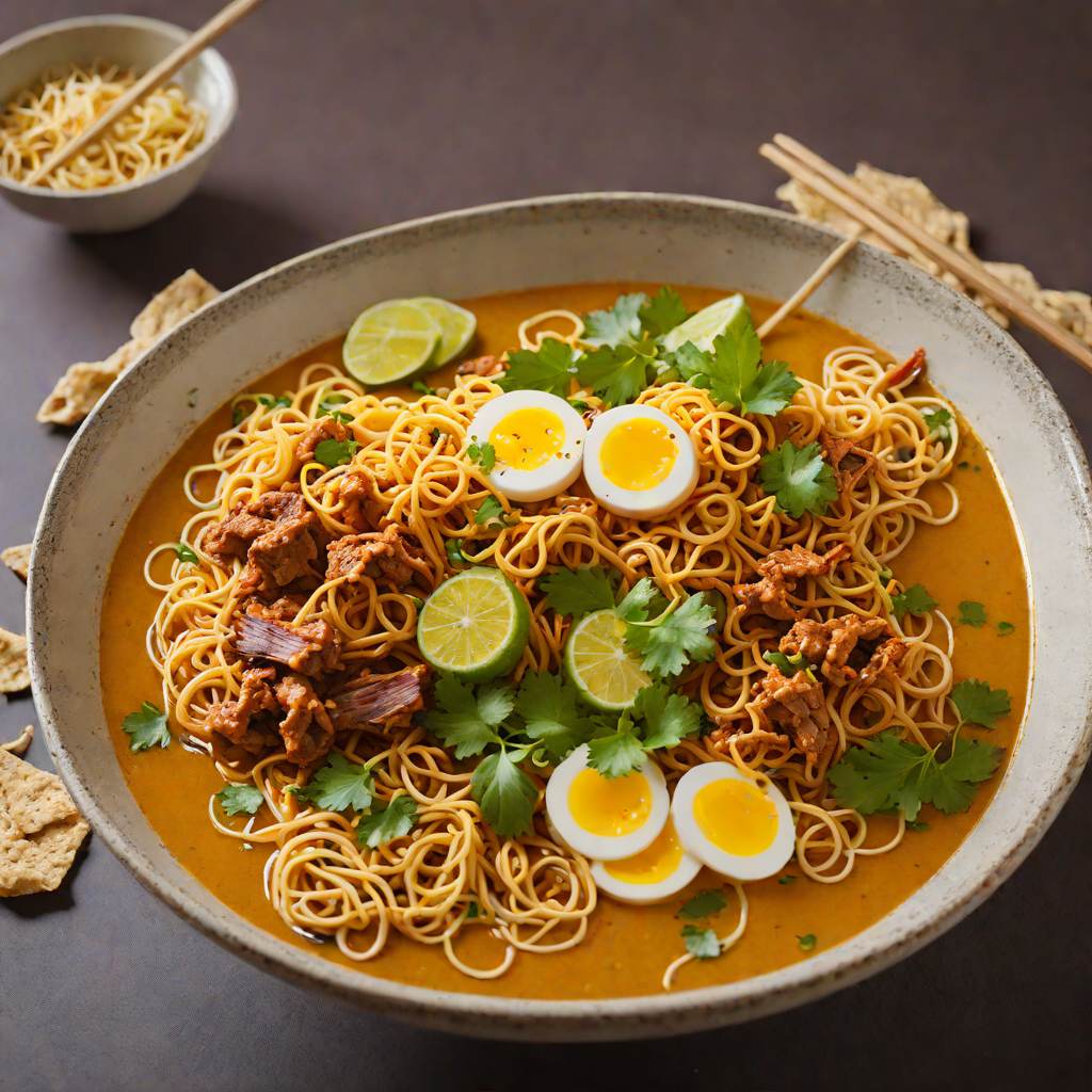Northern Thai Khao Soi with Crispy Egg Noodles and Curry Broth